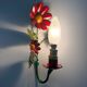 Pair of vintage Italian wall lamps in painted sheet metal. Decoration flowers. Year 50 60