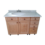 Lavabo vintage, meuble pin massif