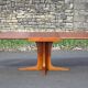 Round wooden table with 3 extensions, table with central star foot, dining table, living room table