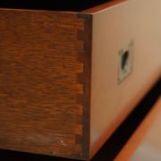 Vintage Military Campaign style chest of drawers in golden oak