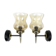 Pair of french brass and cracked glass wall lights, 1950s