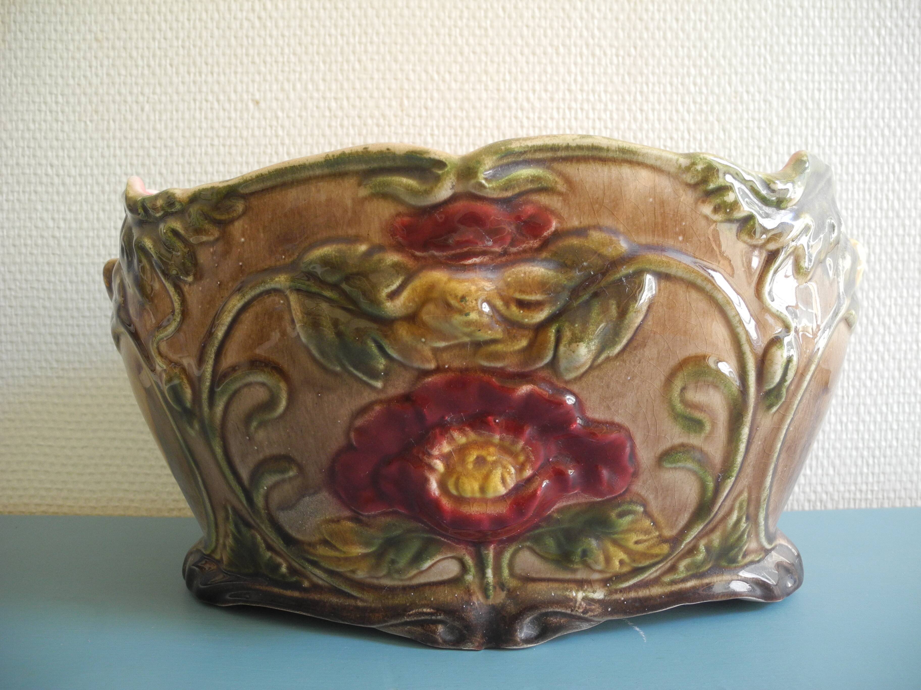 earthenware trim barbotine planter vases french fireplace set planter