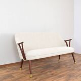Mid-Century Norwegian Teak & Boucle Sofa, 1960s.