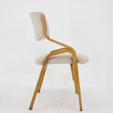 1970s ludvík volák four bentwood dining chairs in boucle fabric, czechoslovakia