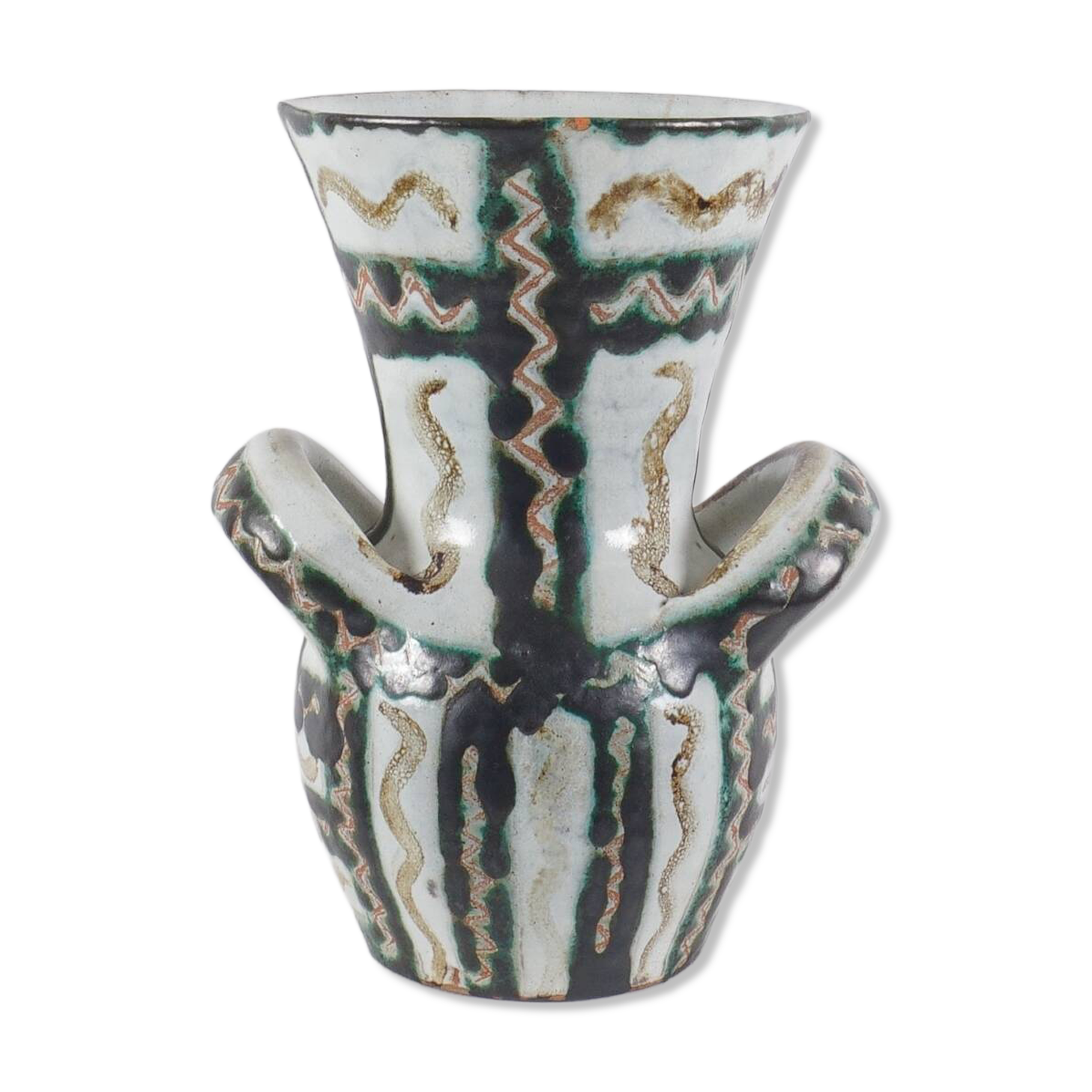 Ceramic vase with handles by Robert Picault, France, circa 1960.