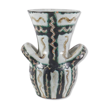 Ceramic vase with handles by Robert Picault, France, circa 1960.