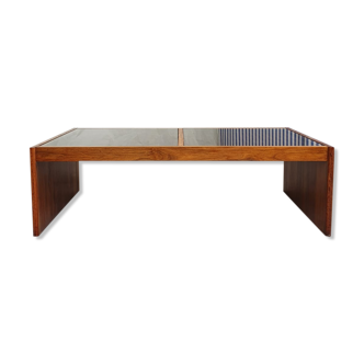 Rosewood glass grid coffee table by Komfort