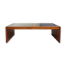 Rosewood glass grid coffee table by Komfort