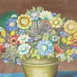 Old painting representing a bouquet of flowers