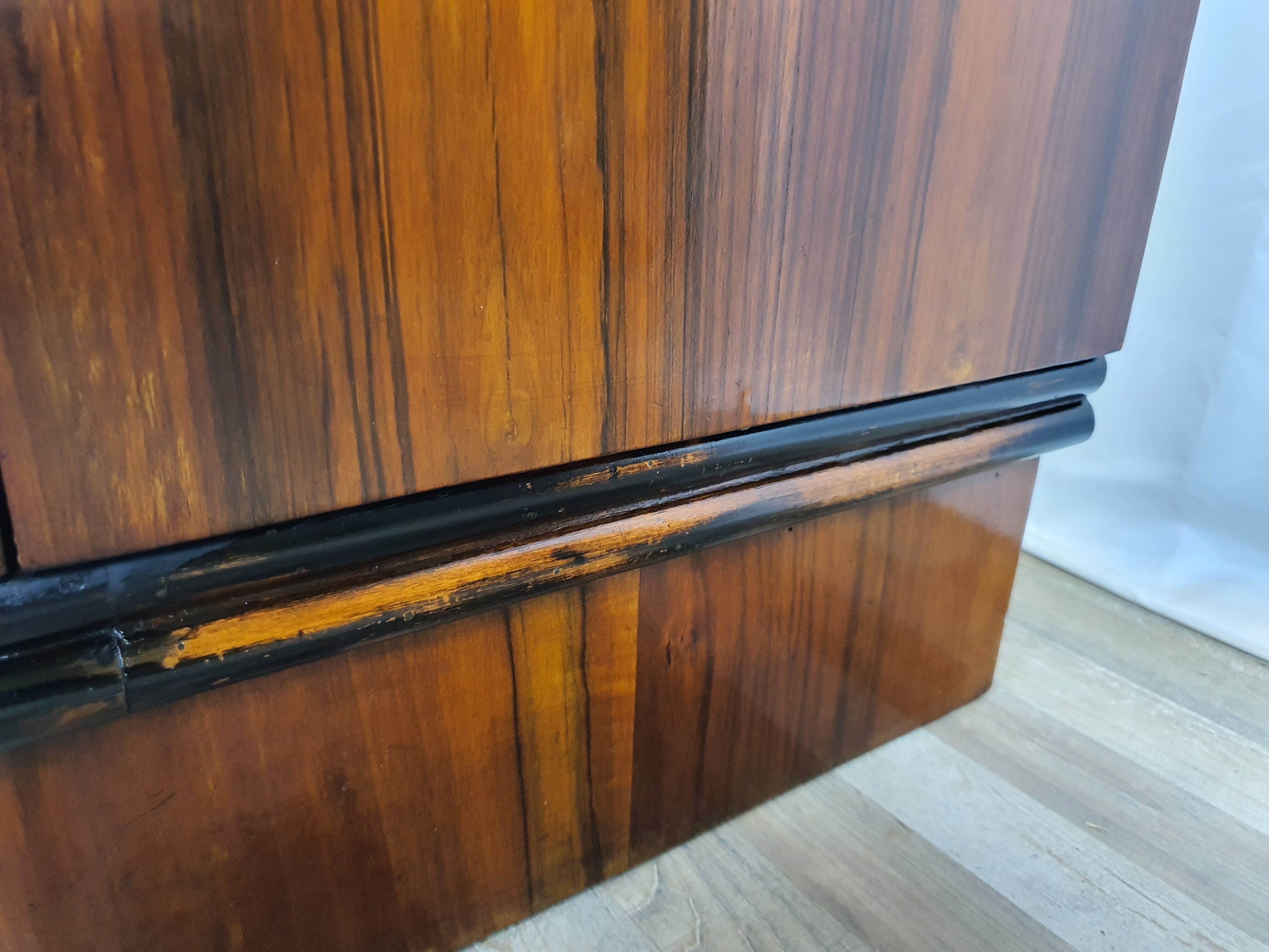 Art deco dining room sideboard in briar with upstand, 1940s
