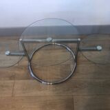 Vintage glass + steel table Bauhaus design