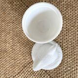 White opaline bird sugar bowl