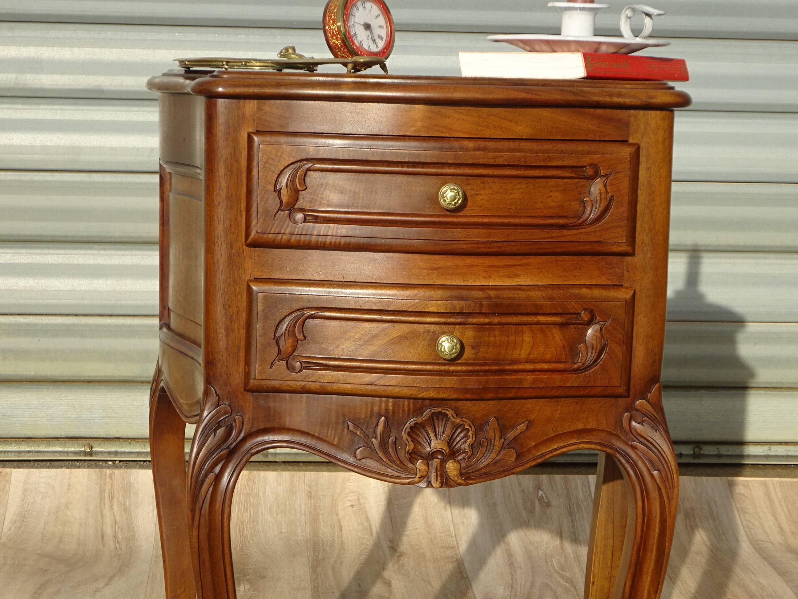 Small walnut bedside table in Louis XV style.