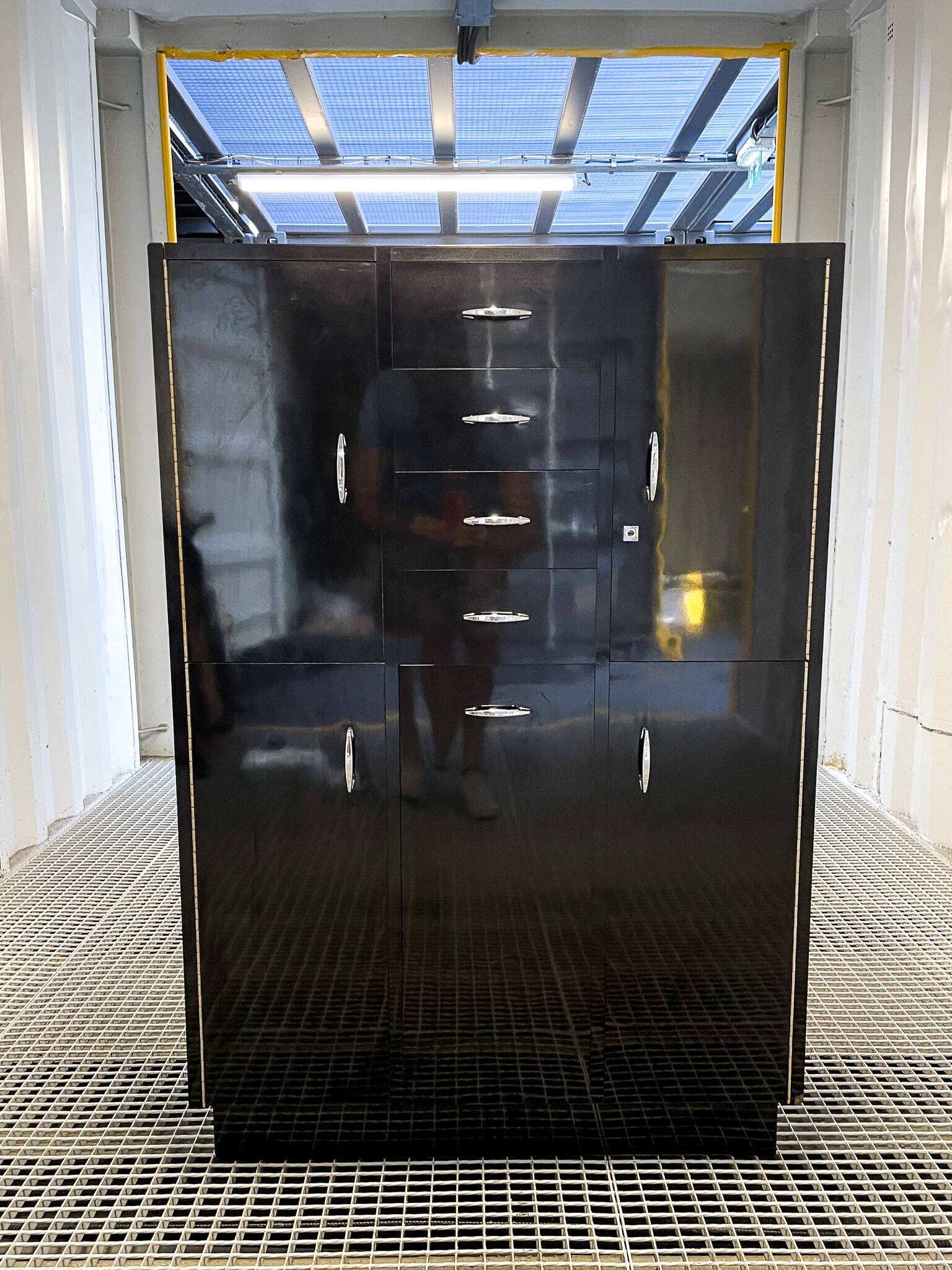 Vintage black Formica cabinet from the 60s