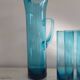 Vintage blue glass water service – carafe + 6 glasses
