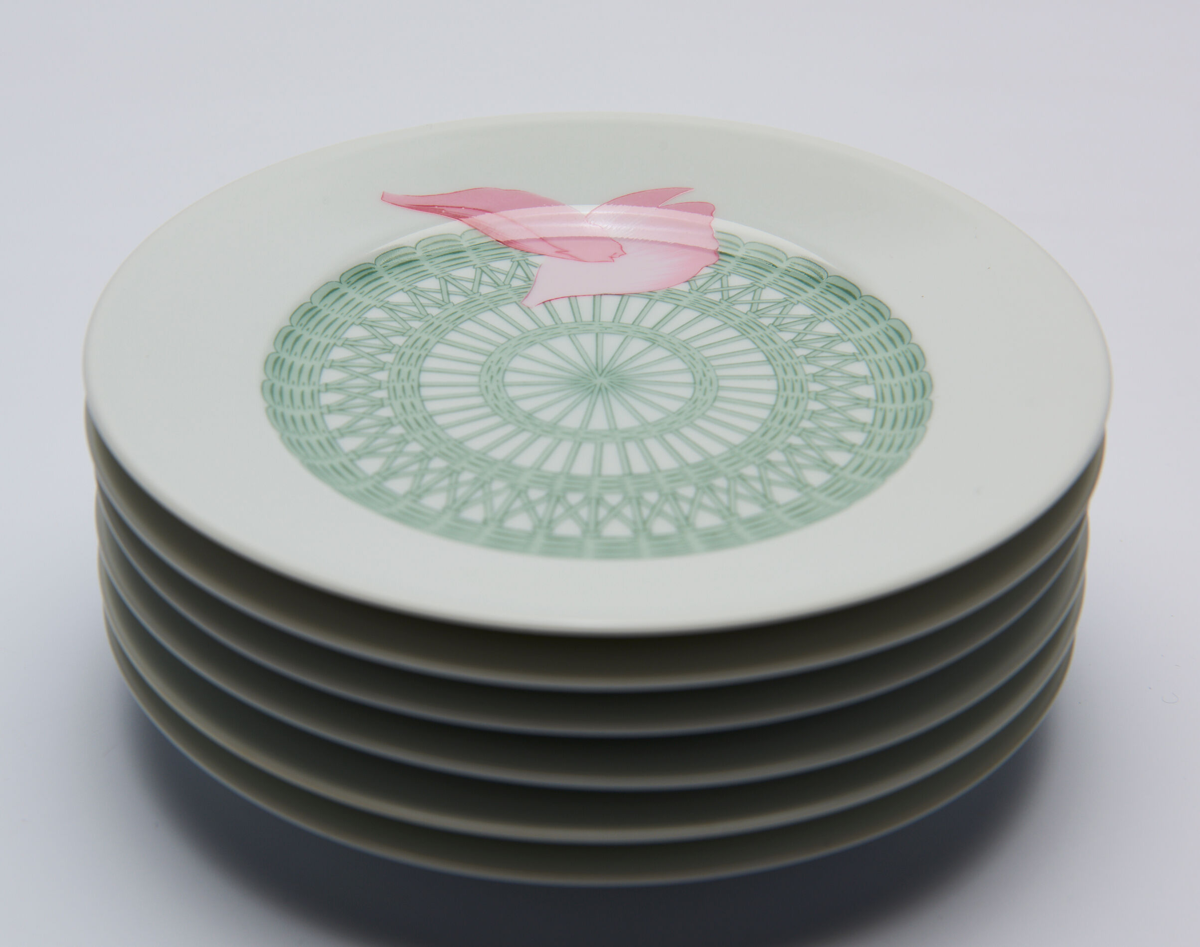6 dessert plates Hermès Peonies 16 cm
