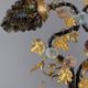 Bronze and polychrome glass lamp, 20th century