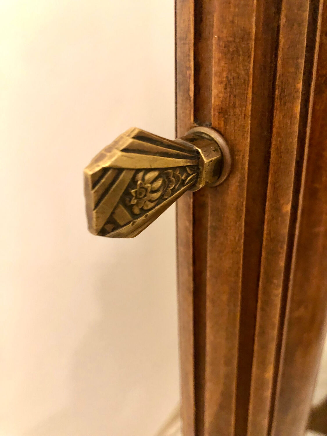 Old large psychic mirror on wooden stand