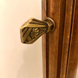 Old large psychic mirror on wooden stand