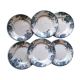 6 assiettes terre de fer bleu et blanc moulin des loups