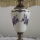 French Vintage Decorative Silver Metal and Porcelain Shaded Table Lamp