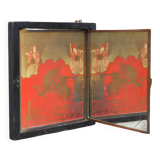 Vintage triptych mirror, wall mirror, barber mirror, collection, Asian pattern mirror