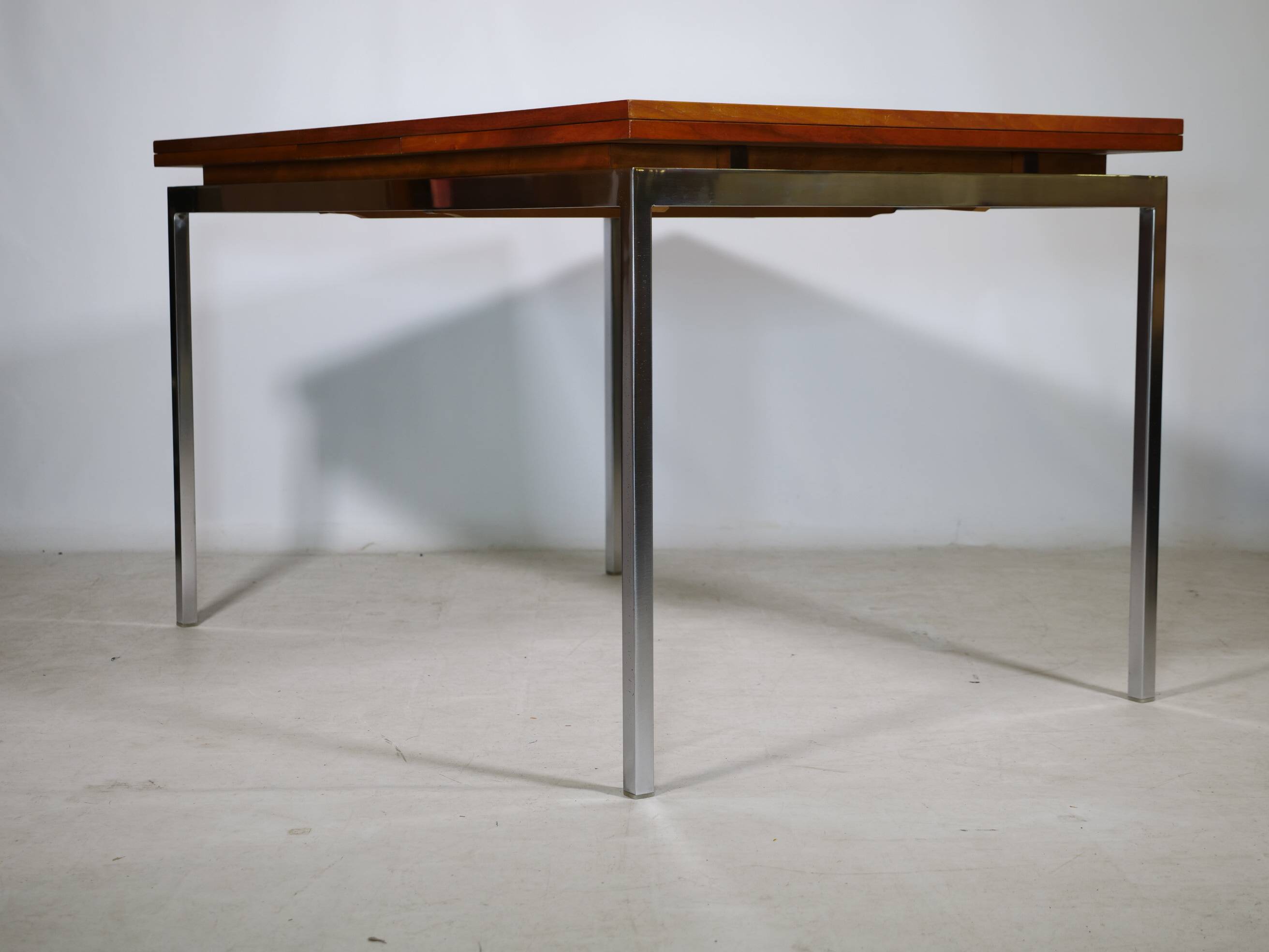 Mid Century Walnut Dining Table with Chrome Base, 1960s
