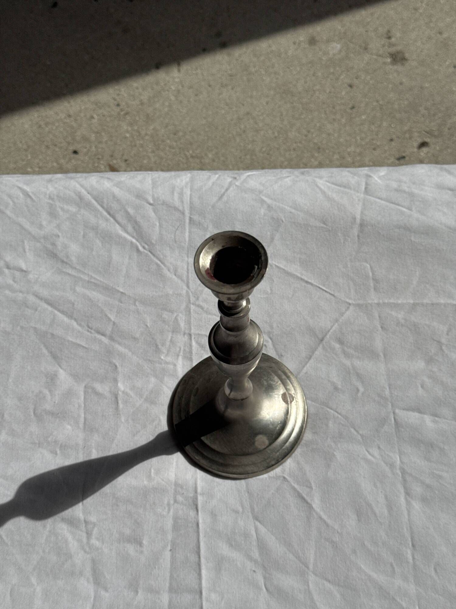 Antique silver-plated candlestick with a baluster shaft H21 D9.5