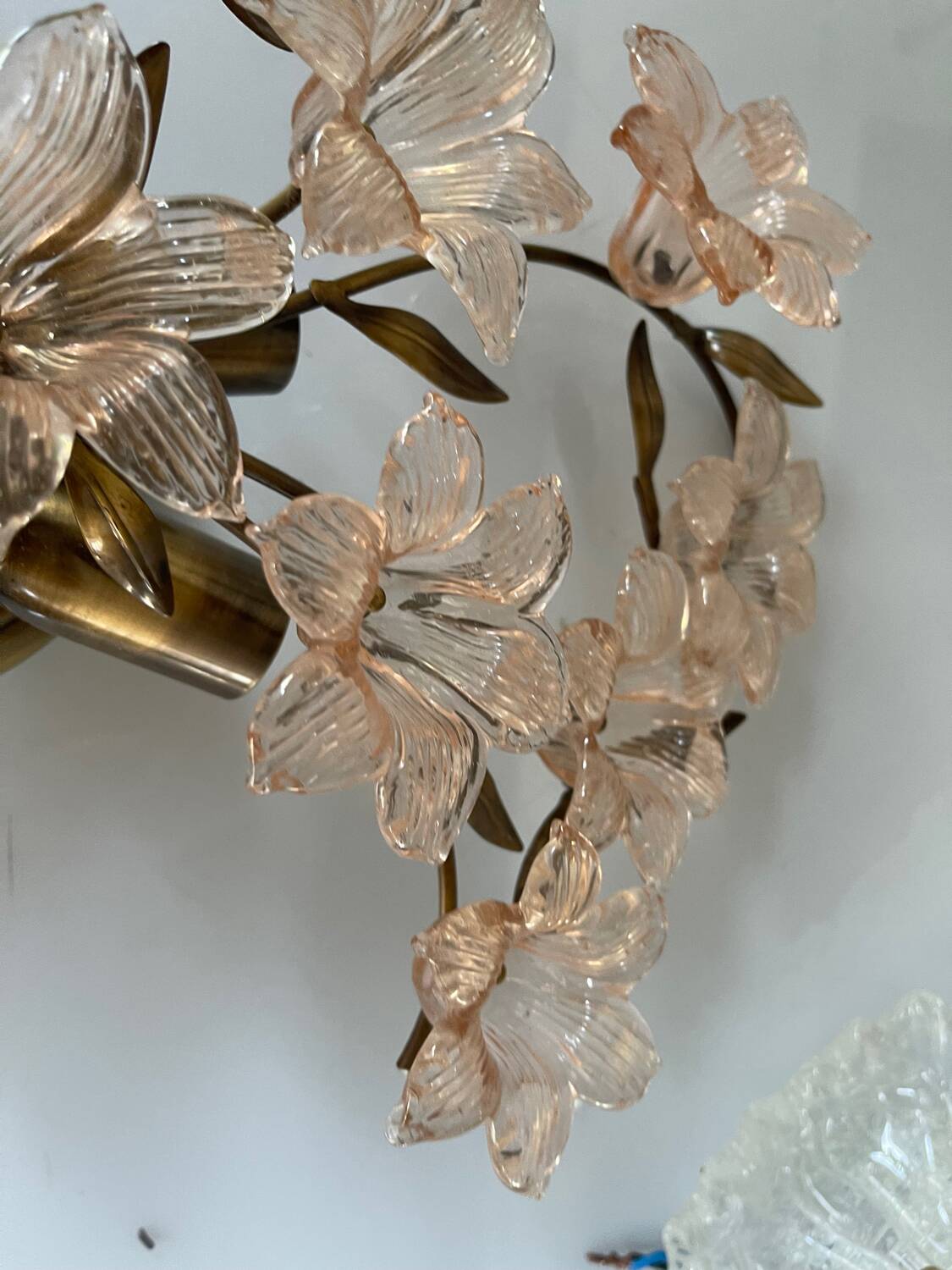 Pink Murano Glass Flower Sconces Set of 2