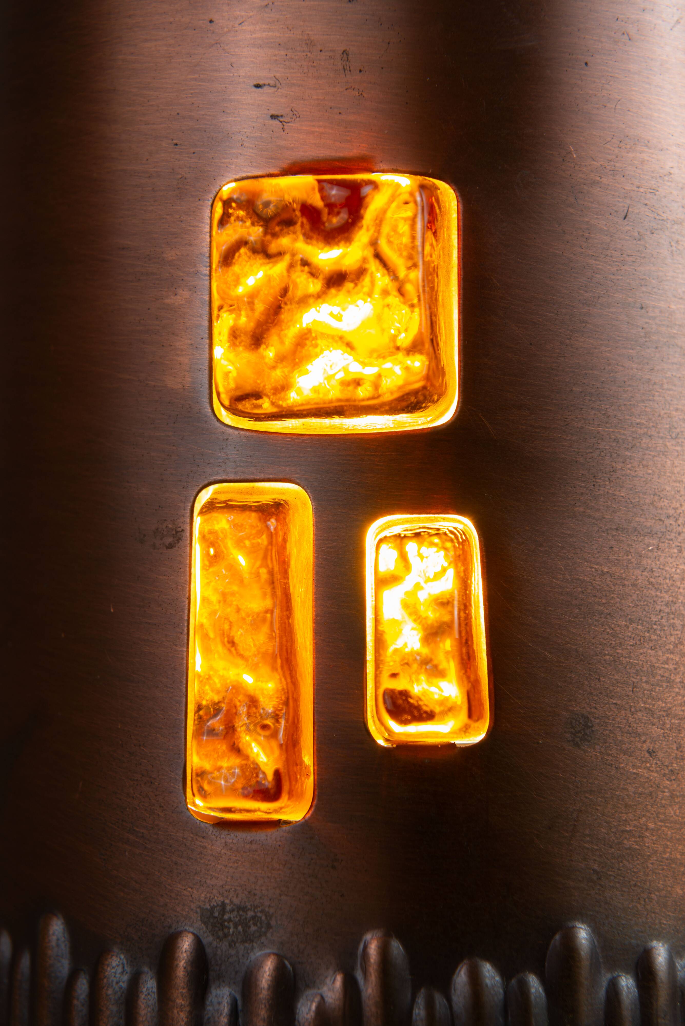 Josef Brumberg JBS Leuchten set of pendants with brass and amber glass