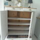 Parisian buffet patinated grey pearl powdery white, wood top waxed finish