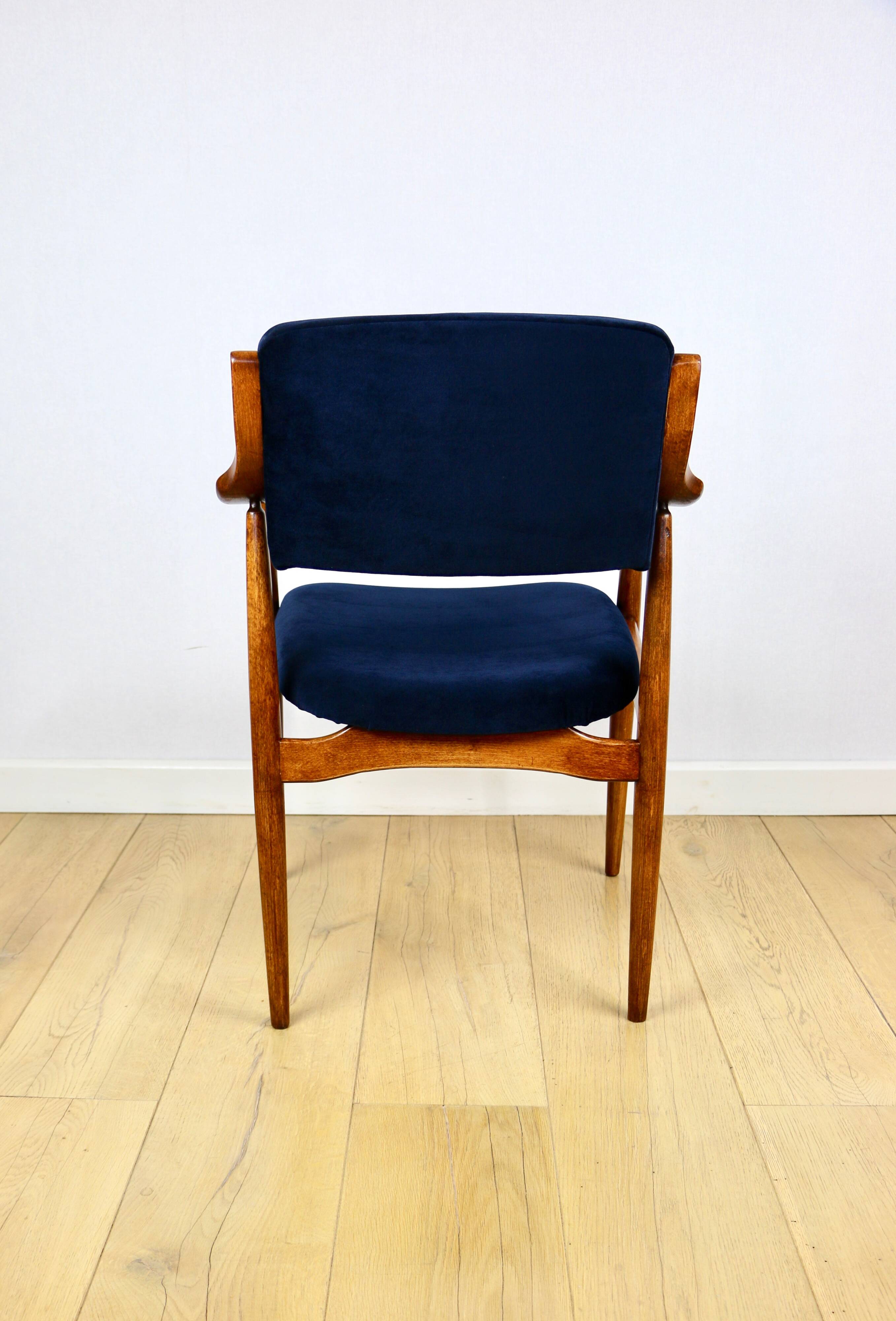Danish office armchair vintage - navy blue