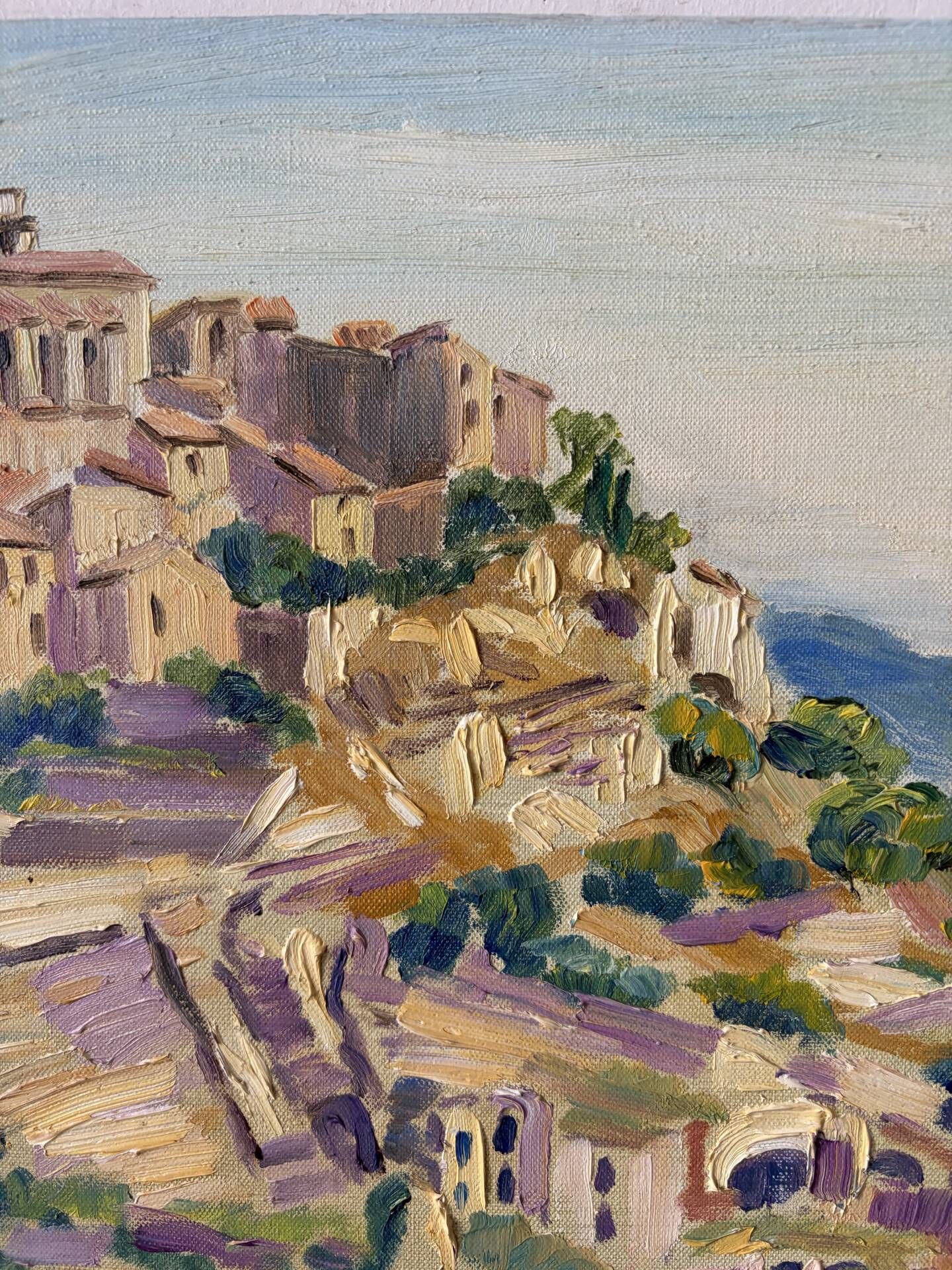 Gordes, village in the Luberon, oil on canvas signed Gisèle Renaut