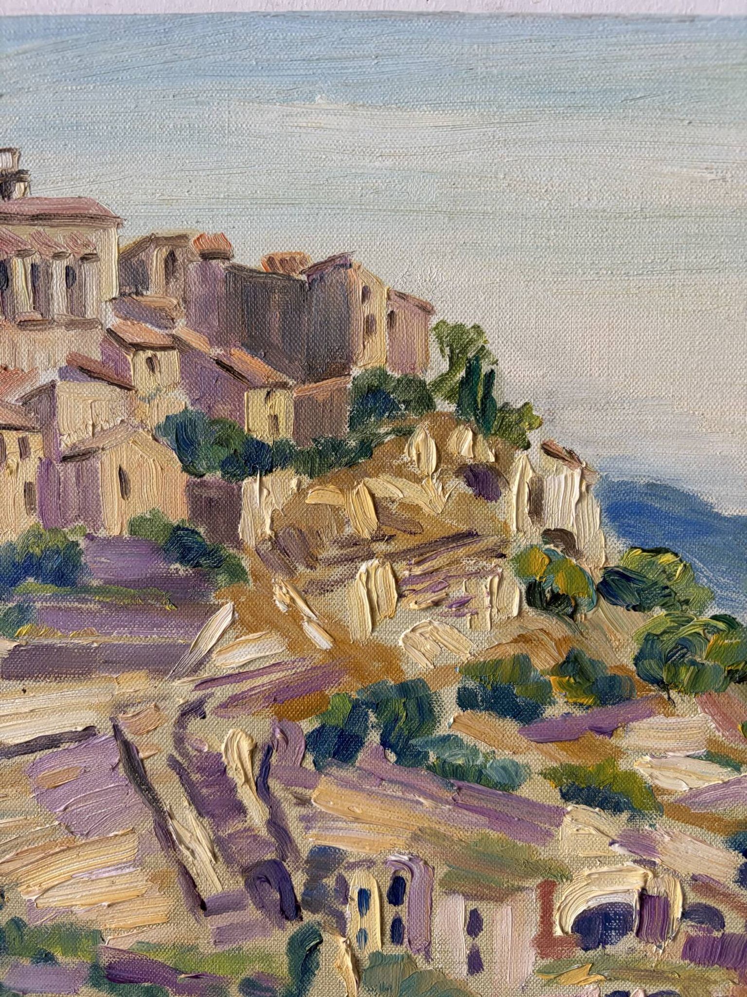 Gordes, village in the Luberon, oil on canvas signed Gisèle Renaut