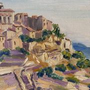 Gordes, village in the Luberon, oil on canvas signed Gisèle Renaut