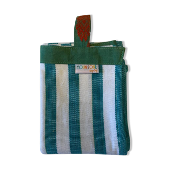 Green striped tea towel