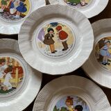 6 talking plates Digoin Sarreguemines "Enfants Bicot"
