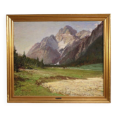 Italian painting mountain view of the Croda Rossa D'Ampezzo