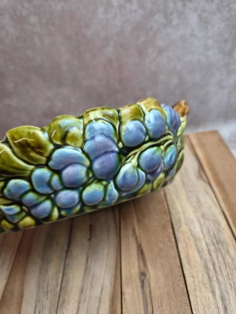 Small basket dish in Sarreguemines slipware Glycine 4771 vintage