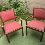 Paire de fauteuils de bridge vintage à accoudoirs vintage