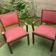 Pair of vintage bridge armchairs with vintage armrests