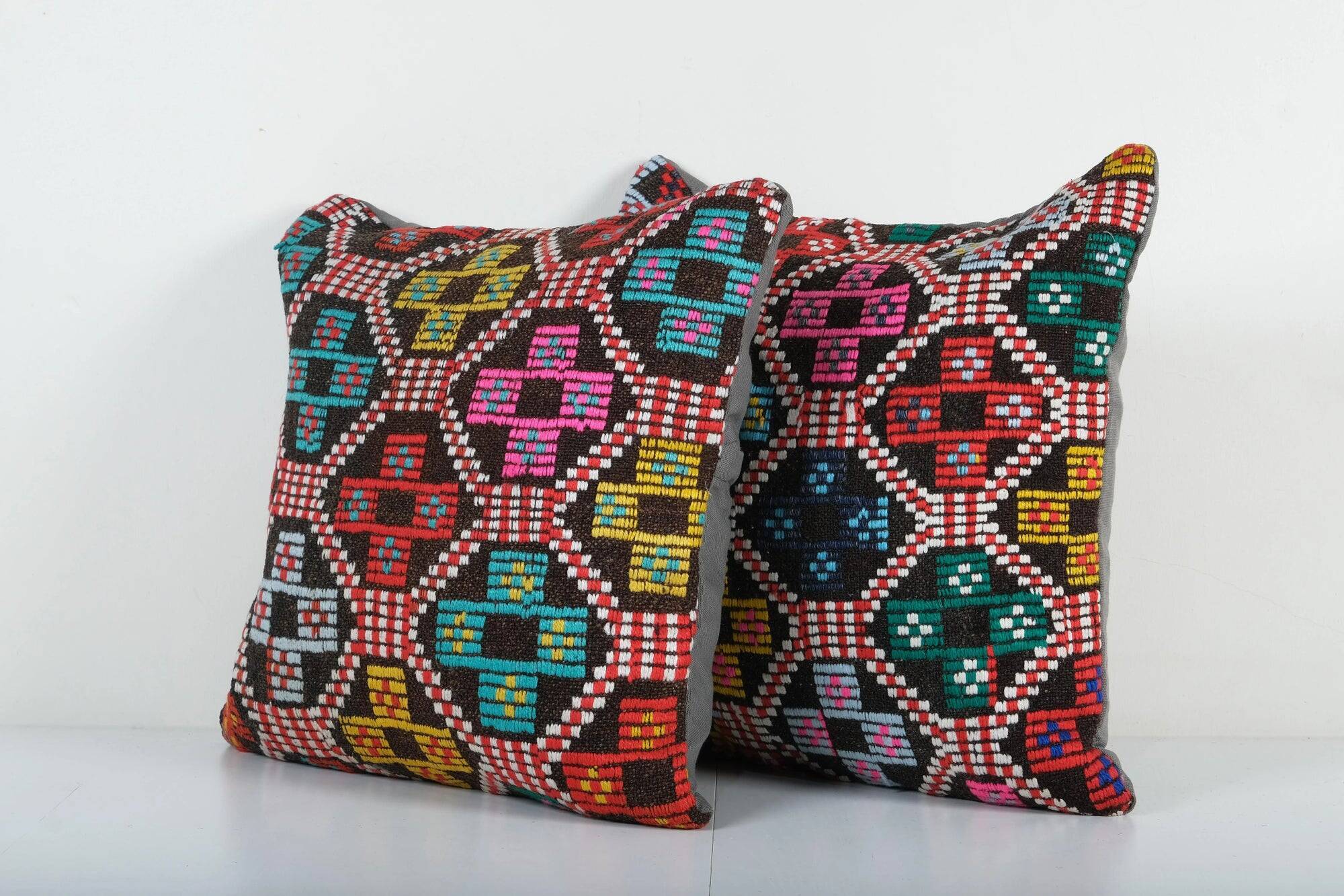 Set of 2 vintage kilim cushion covers 48x51 cm