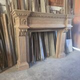 19th-century oak castle fireplace