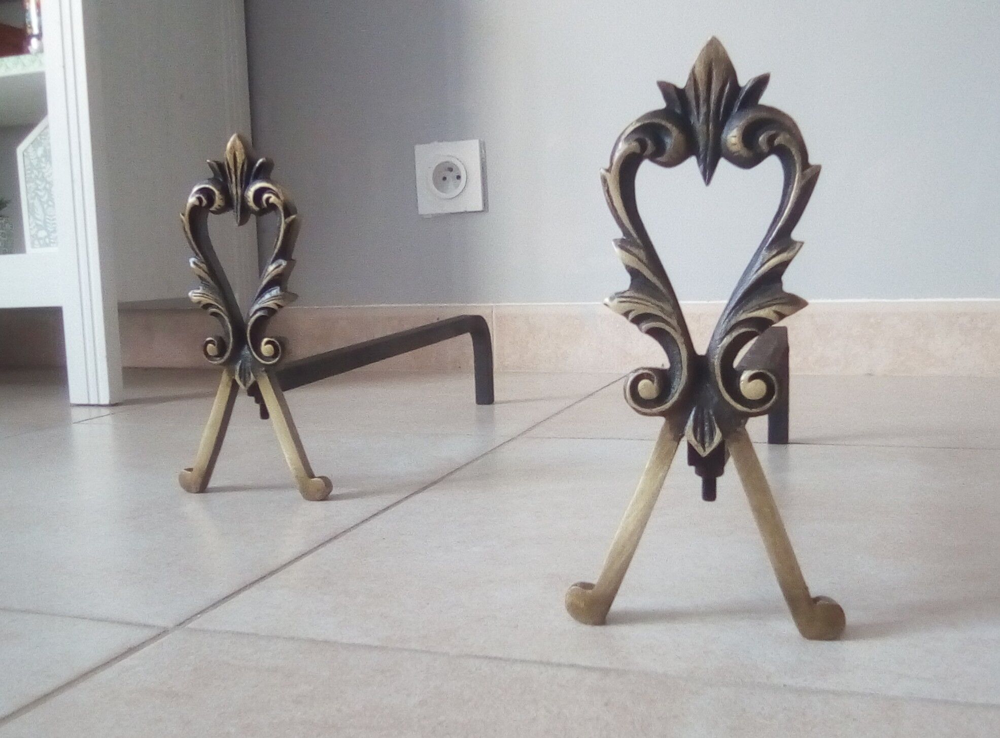 Chimney channels old solid brass and wrought iron