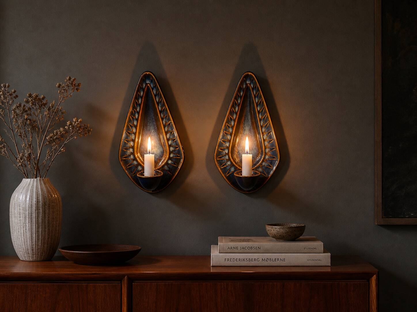 Pair of candle holder wall lights Søholm 3351 L by Johansen