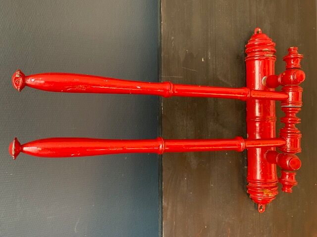 Antique wooden wall towel holder turned nineteenth