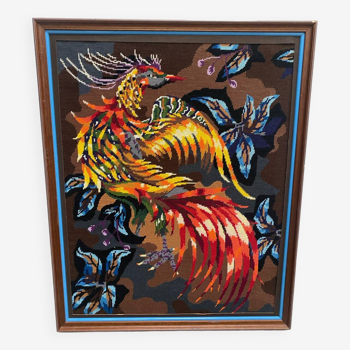 Framed vintage rooster canvas tapestry