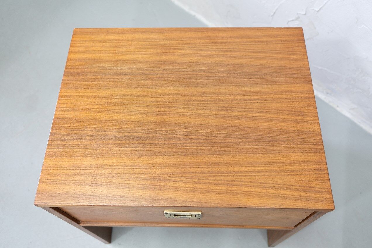 A pair of Scandinavian minimalist teak nightstand tables , 1960s