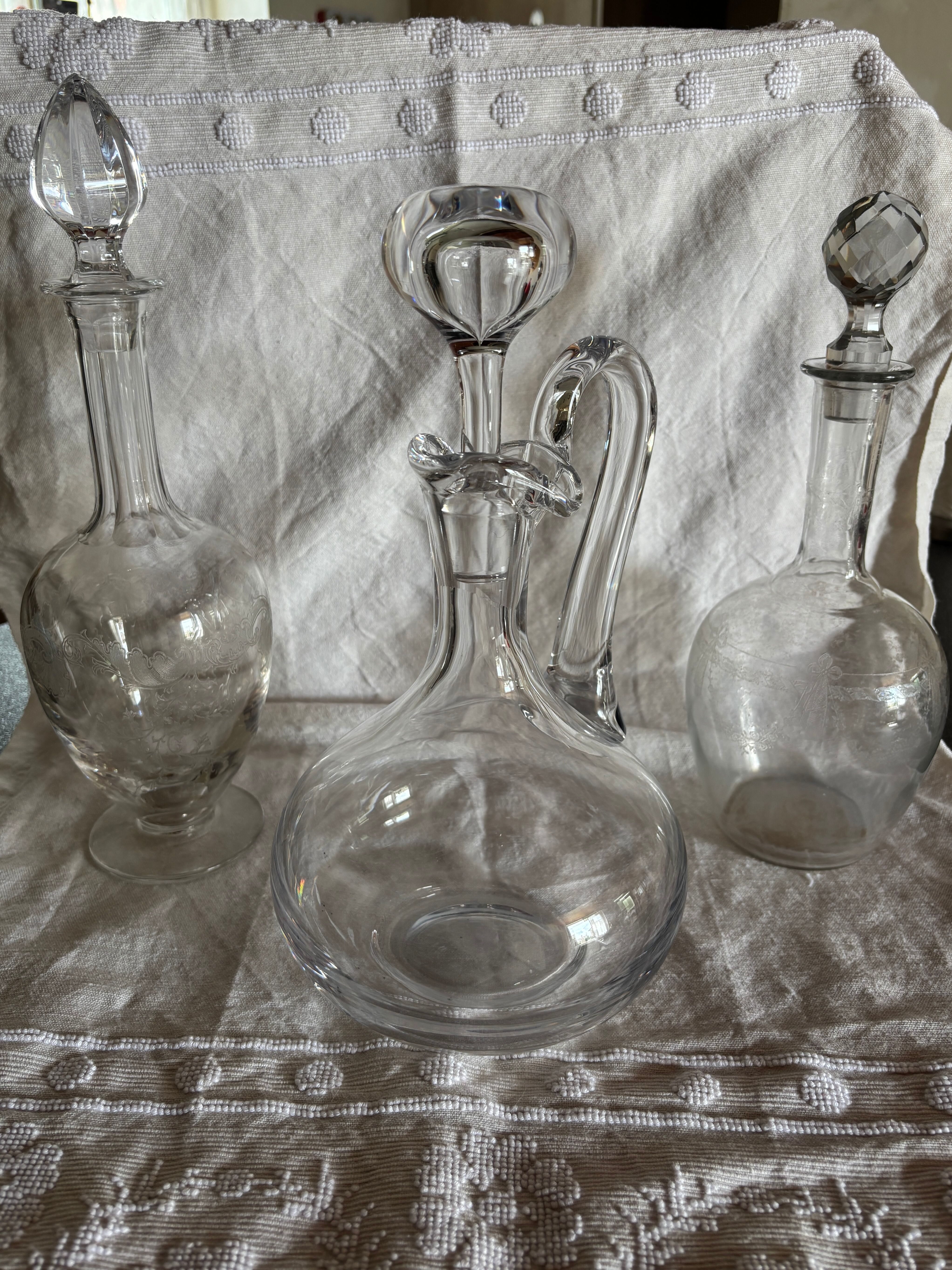 Antique St. Louis crystal carafes