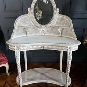 19th-century painted wood and caned dressing table in Louis XVI style.